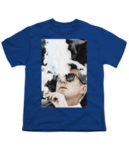 John F Kennedy Cigar And Sunglasses 2 Large - Youth T-Shirt Youth T-Shirt Pixels Royal Small 