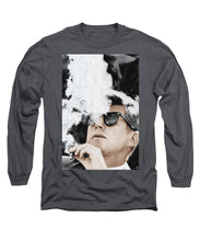 John F Kennedy Cigar And Sunglasses 2 Large - Long Sleeve T-Shirt Long Sleeve T-Shirt Pixels Charcoal Small 