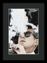 John F Kennedy Cigar And Sunglasses 2 Large - Framed Print Framed Print Pixels 9.375" x 14.000" Black Black