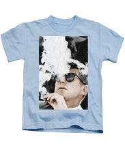 John F Kennedy Cigar And Sunglasses 2 Large - Kids T-Shirt Kids T-Shirt Pixels Light Blue Small 