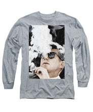 John F Kennedy Cigar And Sunglasses 2 Large - Long Sleeve T-Shirt Long Sleeve T-Shirt Pixels Heather Small 