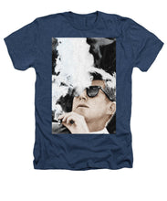John F Kennedy Cigar And Sunglasses 2 Large - Heathers T-Shirt Heathers T-Shirt Pixels Navy Small 