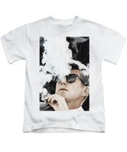 John F Kennedy Cigar And Sunglasses 2 Large - Kids T-Shirt Kids T-Shirt Pixels White Small 