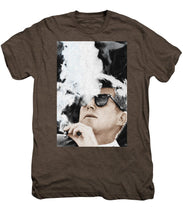John F Kennedy Cigar And Sunglasses 2 Large - Men's Premium T-Shirt Men's Premium T-Shirt Pixels Mocha Heather Small 