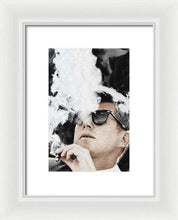 John F Kennedy Cigar And Sunglasses 2 Large - Framed Print Framed Print Pixels 6.625" x 10.000" White White