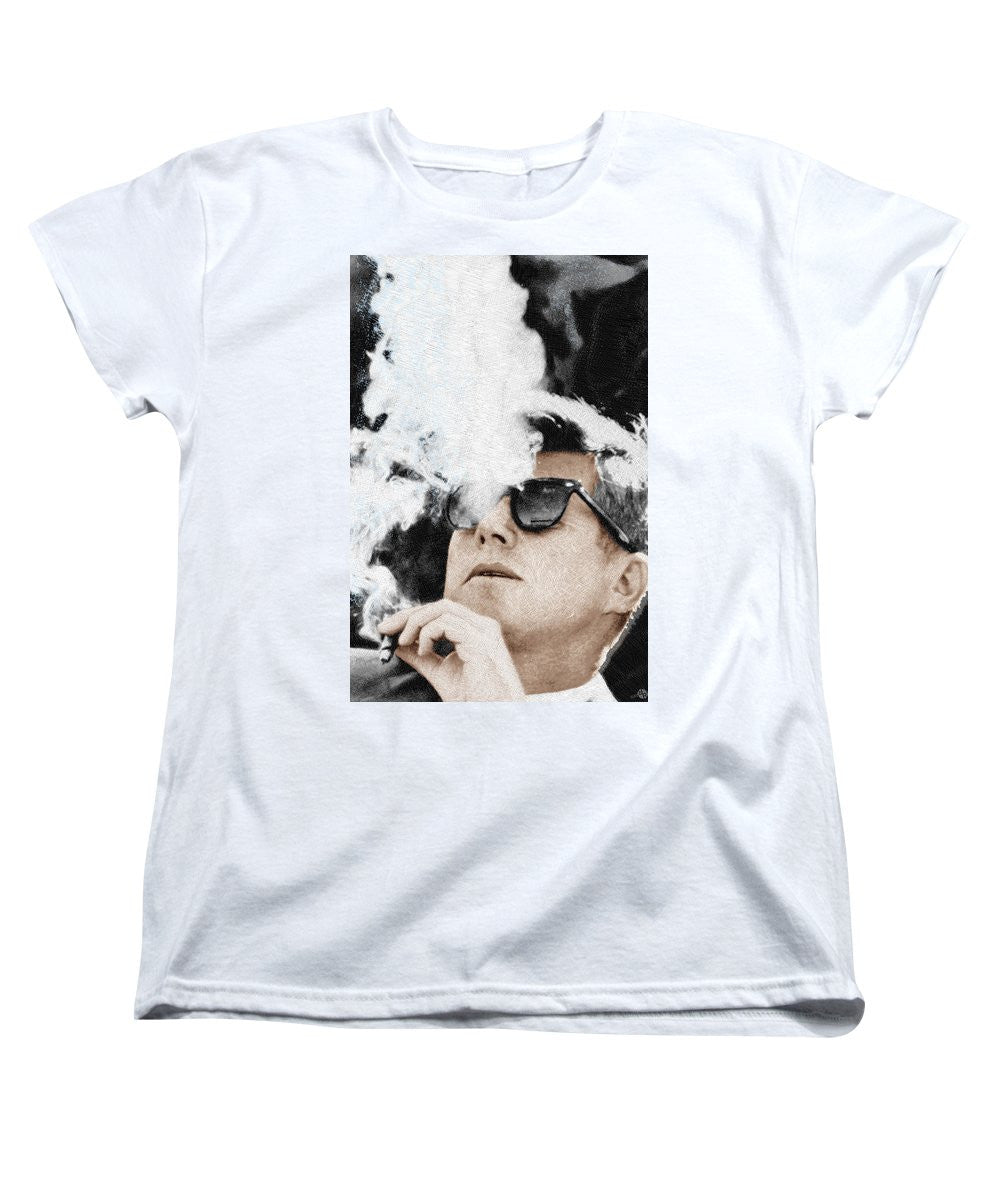 John F Kennedy Cigar And Sunglasses 2 Large - Women's T-Shirt (Standard Fit) Women's T-Shirt (Standard Fit) Pixels White Small 