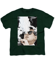 John F Kennedy Cigar And Sunglasses 2 Large - Youth T-Shirt Youth T-Shirt Pixels Hunter Green Small 