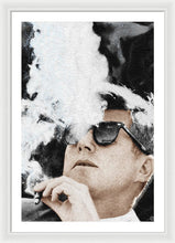 John F Kennedy Cigar And Sunglasses 2 Large - Framed Print Framed Print Pixels 24.000" x 36.000" White White