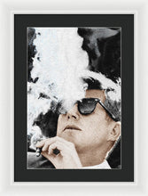 John F Kennedy Cigar And Sunglasses 2 Large - Framed Print Framed Print Pixels 13.375" x 20.000" White Black