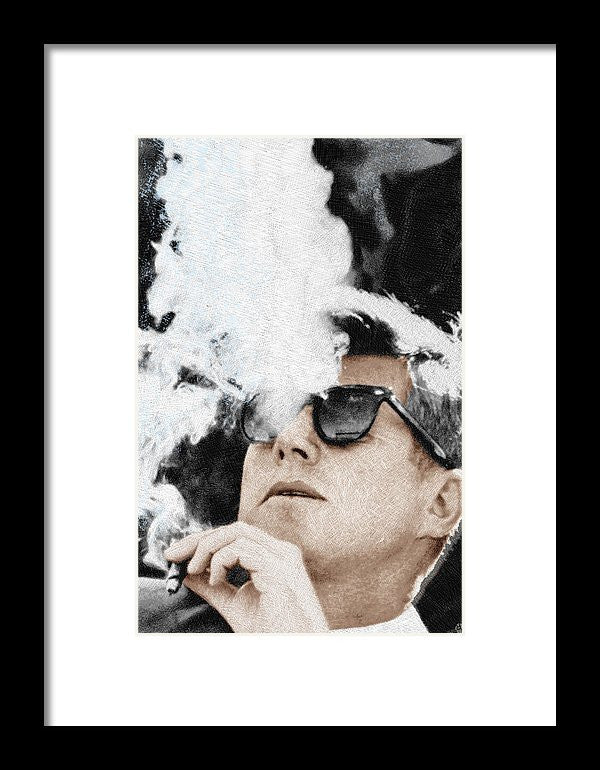 John F Kennedy Cigar And Sunglasses 2 Large - Framed Print Framed Print Pixels 6.625