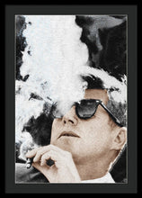 John F Kennedy Cigar And Sunglasses 2 Large - Framed Print Framed Print Pixels 20.000" x 30.000" Black Black