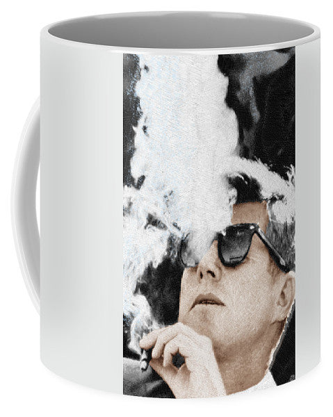 John F Kennedy Cigar And Sunglasses 2 Large - Mug Mug Pixels Small (11 oz.)  