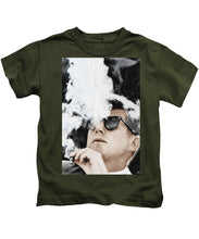 John F Kennedy Cigar And Sunglasses 2 Large - Kids T-Shirt Kids T-Shirt Pixels Military Green Small 