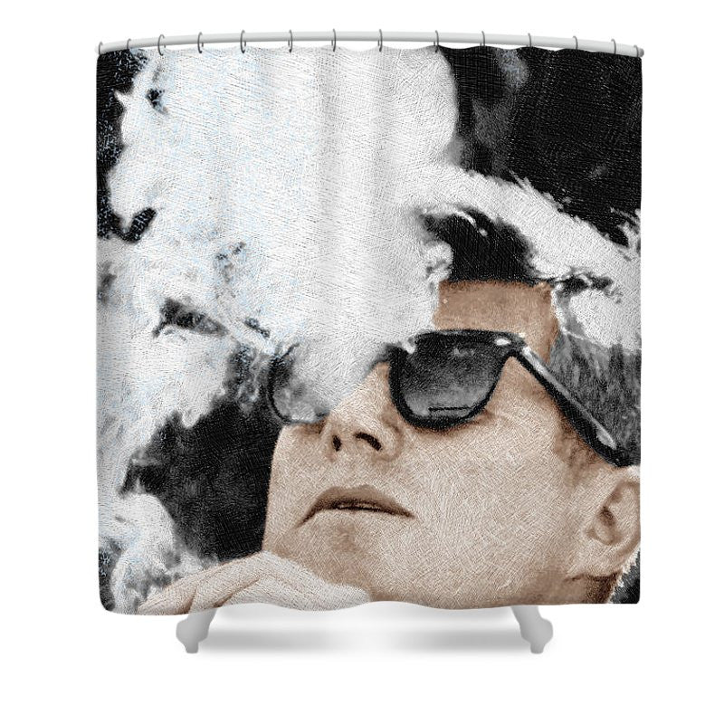 John F Kennedy Cigar And Sunglasses 2 Large - Shower Curtain Shower Curtain Pixels 71