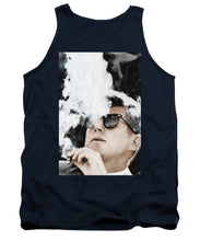 John F Kennedy Cigar And Sunglasses 2 Large - Tank Top Tank Top Pixels Navy Small 