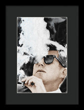 John F Kennedy Cigar And Sunglasses 2 Large - Framed Print Framed Print Pixels 8.000" x 12.000" Black Black