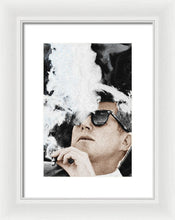 John F Kennedy Cigar And Sunglasses 2 Large - Framed Print Framed Print Pixels 8.000" x 12.000" White White
