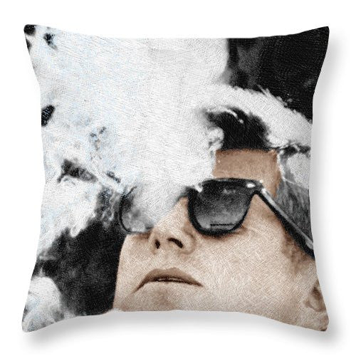 John F Kennedy Cigar And Sunglasses 2 Large - Throw Pillow Throw Pillow Pixels 14