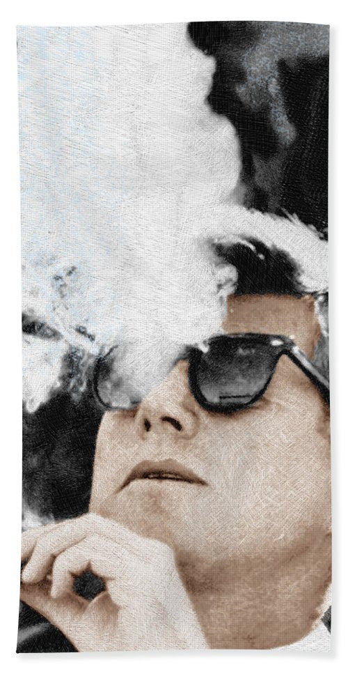 John F Kennedy Cigar And Sunglasses 2 Large - Bath Towel Bath Towel Pixels Hand Towel (15