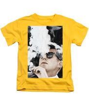 John F Kennedy Cigar And Sunglasses 2 Large - Kids T-Shirt Kids T-Shirt Pixels Yellow Small 