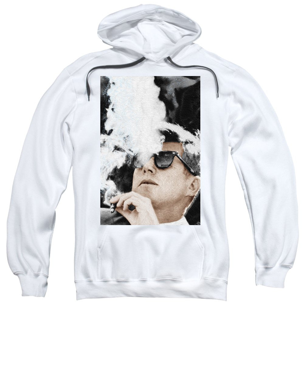 John F Kennedy Cigar And Sunglasses 2 Large - Sweatshirt Sweatshirt Pixels White Small 