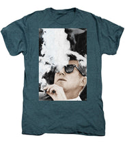 John F Kennedy Cigar And Sunglasses 2 Large - Men's Premium T-Shirt Men's Premium T-Shirt Pixels Steel Blue Heather Small 