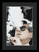 John F Kennedy Cigar And Sunglasses 2 Large - Framed Print Framed Print Pixels 10.625" x 16.000" Black Black