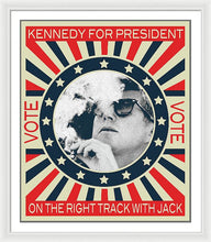 John F Kennedy Cigar And Sunglasses Campaign Poster - Framed Print