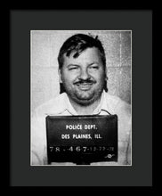 John Wayne Gacy Mug Shot 1980 Black And White - Framed Print