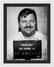 John Wayne Gacy Mug Shot 1980 Black And White - Framed Print