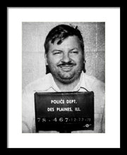 John Wayne Gacy Mug Shot 1980 Black And White - Framed Print