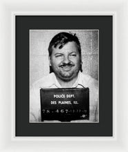 John Wayne Gacy Mug Shot 1980 Black And White - Framed Print
