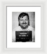 John Wayne Gacy Mug Shot 1980 Black And White - Framed Print
