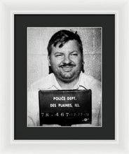John Wayne Gacy Mug Shot 1980 Black And White - Framed Print