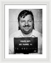 John Wayne Gacy Mug Shot 1980 Black And White - Framed Print