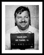 John Wayne Gacy Mug Shot 1980 Black And White - Framed Print