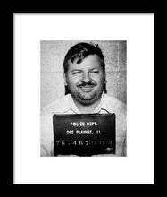 John Wayne Gacy Mug Shot 1980 Black And White - Framed Print