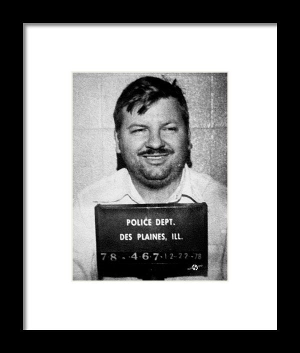 John Wayne Gacy Mug Shot 1980 Black And White - Framed Print