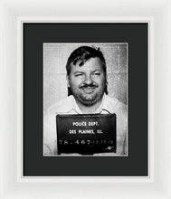 John Wayne Gacy Mug Shot 1980 Black And White - Framed Print