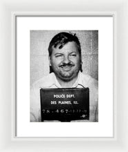 John Wayne Gacy Mug Shot 1980 Black And White - Framed Print