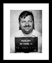 John Wayne Gacy Mug Shot 1980 Black And White - Framed Print