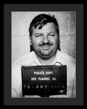 John Wayne Gacy Mug Shot 1980 Black And White - Framed Print