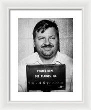 John Wayne Gacy Mug Shot 1980 Black And White - Framed Print