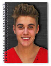 Justin Bieber Mug Shot Painting 2014 - Spiral Notebook