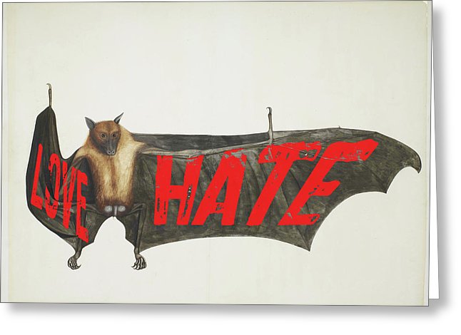 Love Hate Bat - Greeting Card