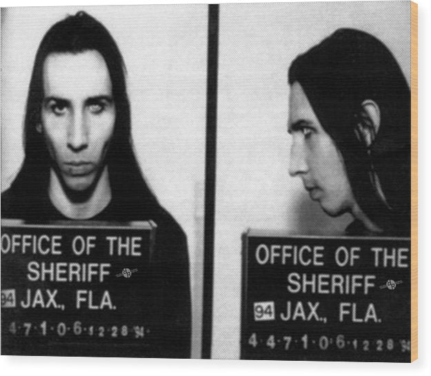 Marilyn Manson Mug Shot Horizontal - Wood Print