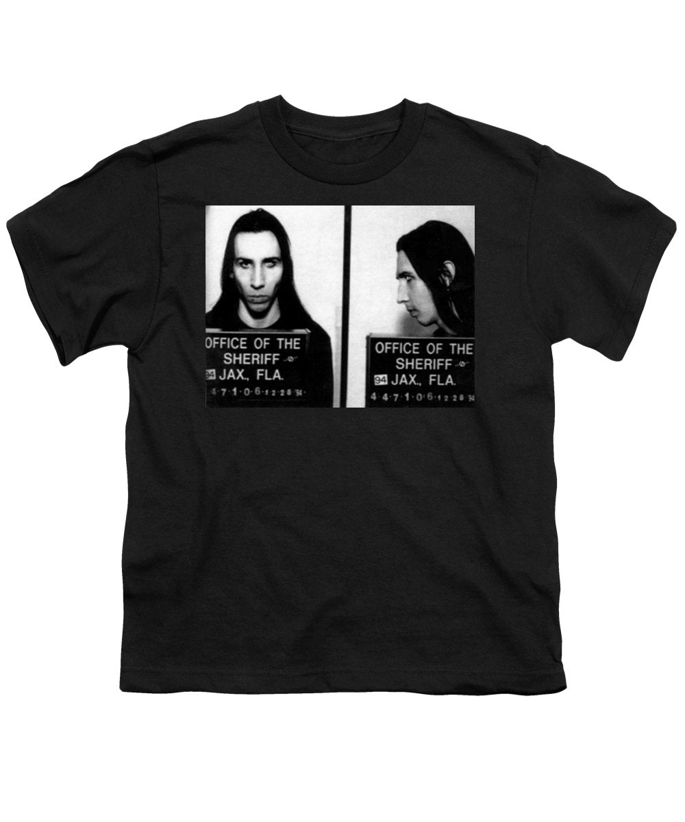Marilyn Manson Mug Shot Horizontal - Youth T-Shirt