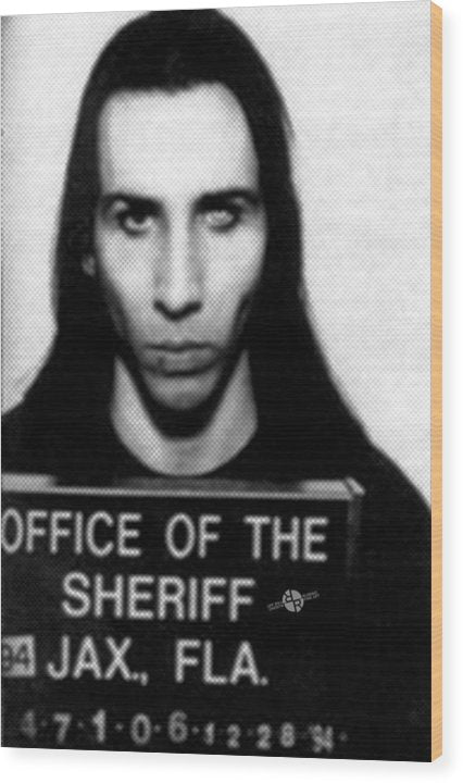 Marilyn Manson Mug Shot Vertical - Wood Print