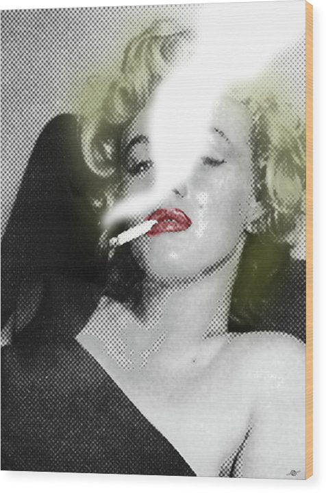 Marilyn Monroe Smokes - Wood Print