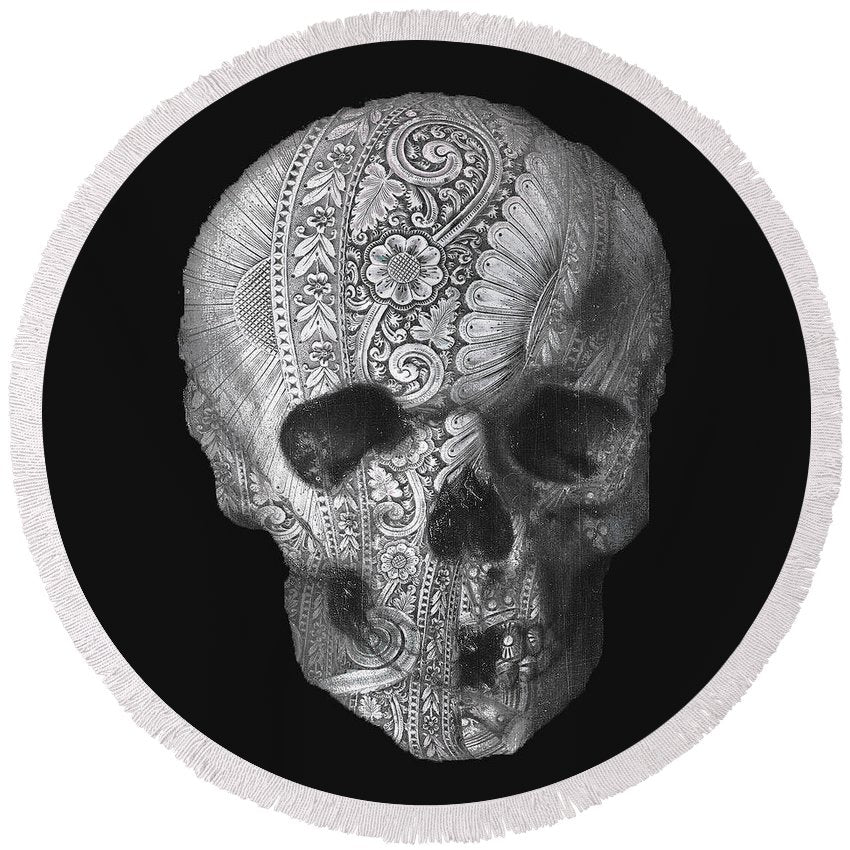 Metal Skull - Round Beach Towel